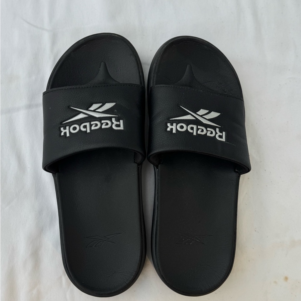 Reebok Black Slides with Logo